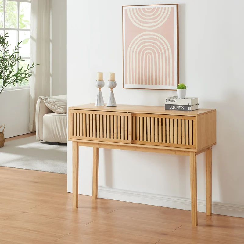 Consola Ypäjä 110x39x81 cm Bambú [en.casa]