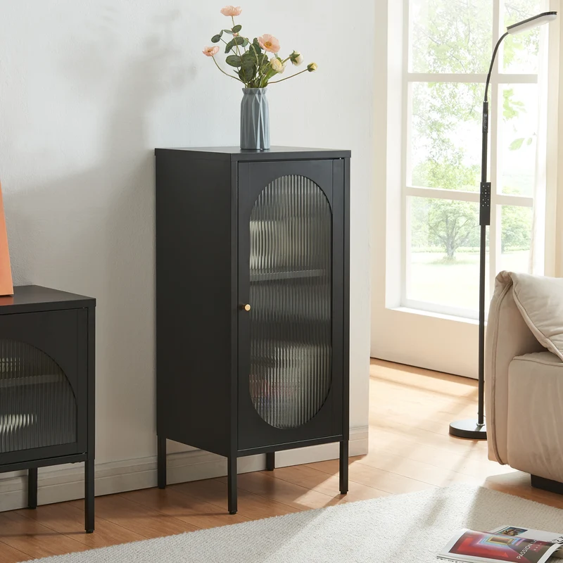 Armario auxiliar Karlskrona 102x43x40 cm Negro, mate [en.casa]