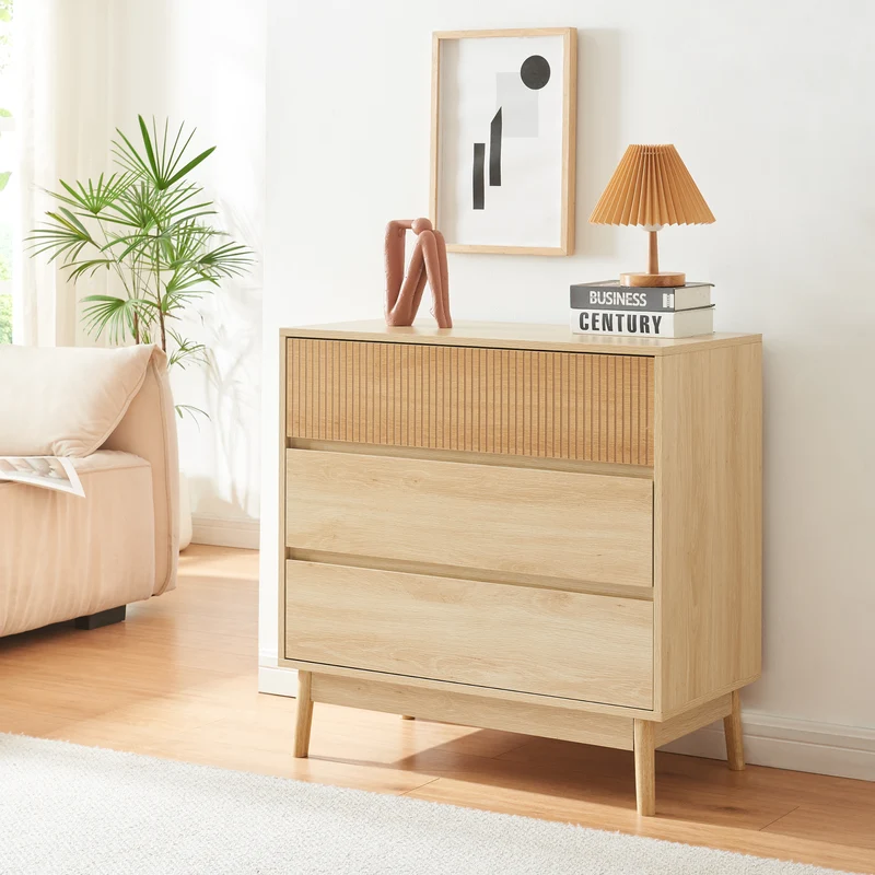 Cómoda Landskrona 80x80x40 cm con 3 cajones en aspecto roble [en.casa]