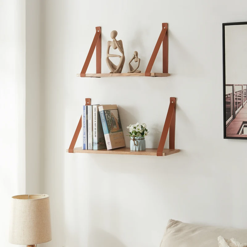 Conjunto de estantes de pared Utsira 48/60 x 20 x 30 cm 2 piezas aspecto roble/marrón [en.casa]