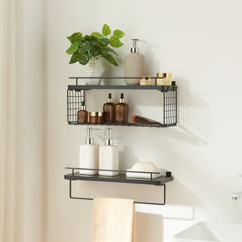 Estantería de pared Vik juego de 2 negro [en.casa]