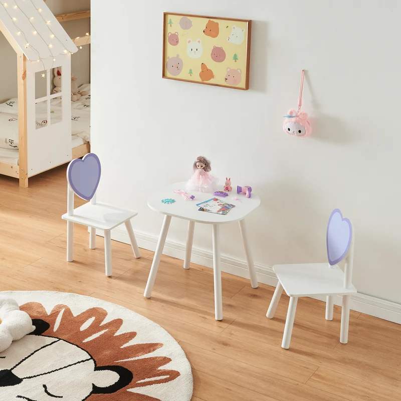Conjunto de asientos infantiles Siljan con diseño de corazón Blanco/Lila [en.casa]