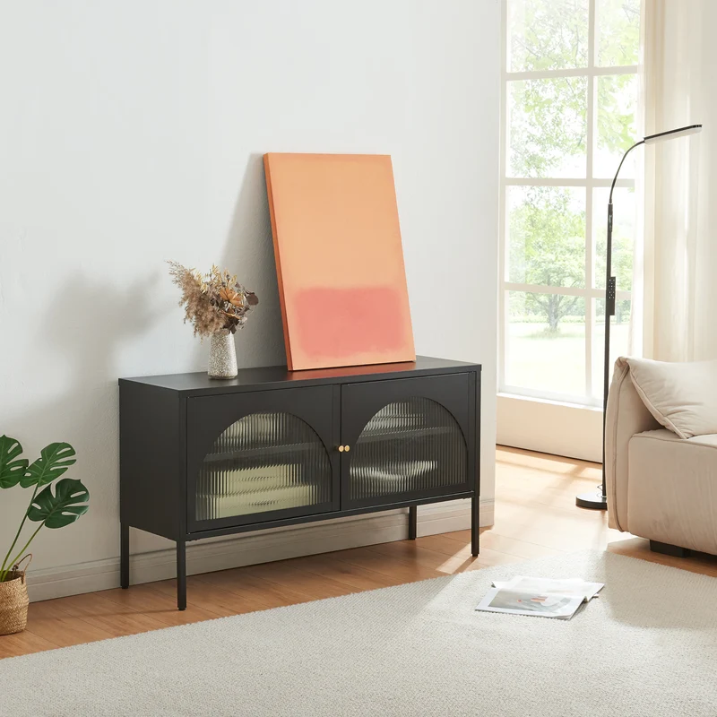 Mueble de televisión Karlskrona 115x35x64 cm Negro, mate [en.casa]