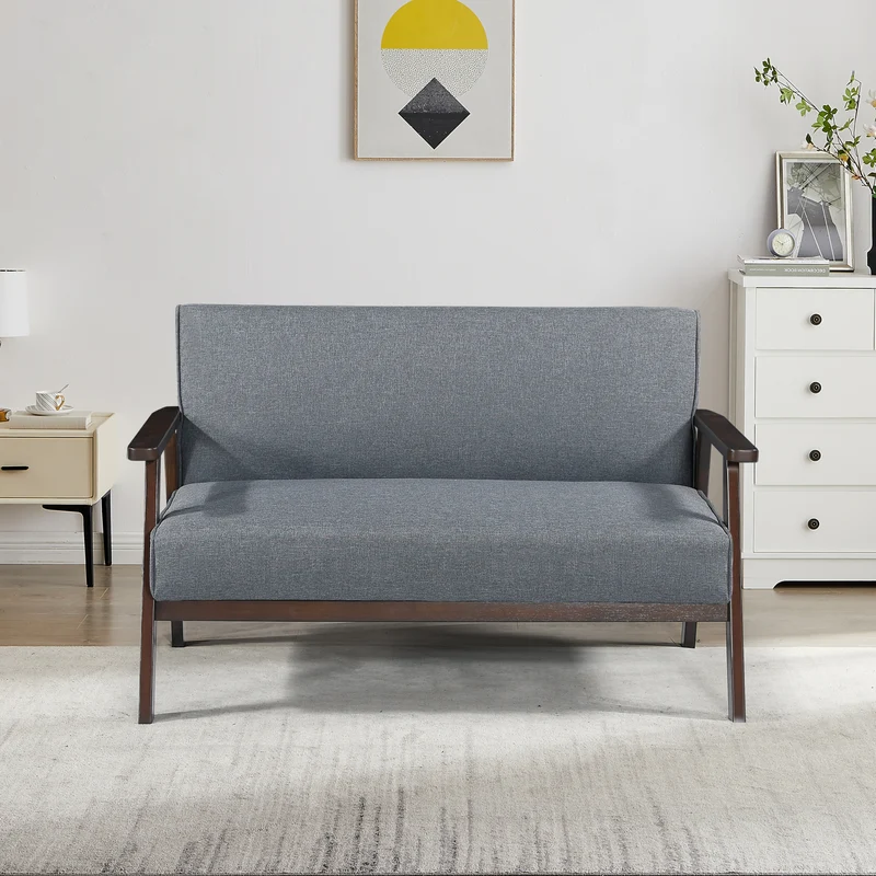 Sofá tapizado de 2 plazas Kinda 121x69x75 cm Gris [en.casa]