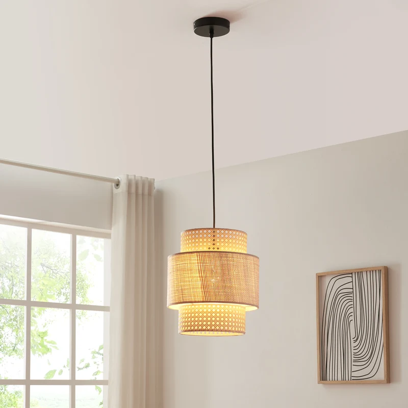 Lámpara colgante Biggar aspecto ratán/patrón trenzado [lux.pro]