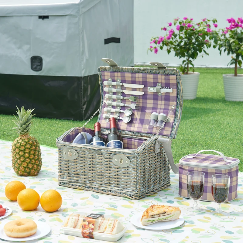 Cesta de picnic Folldal para 2 personas 40x28x25 cm [casa.pro]
