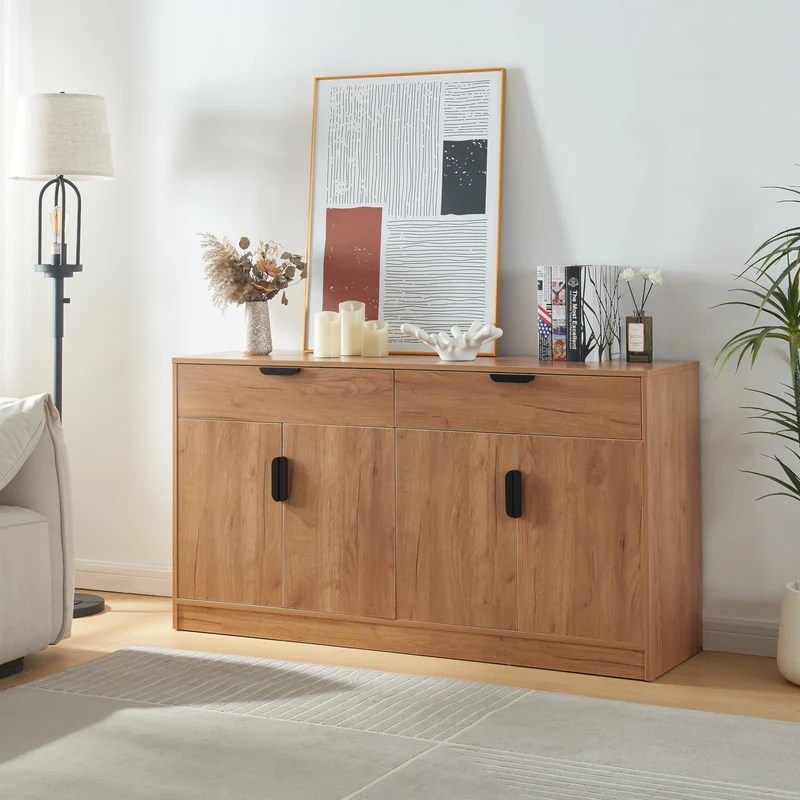 Aparador Varkaus 75x140x40cm MDF efecto roble [en.casa]