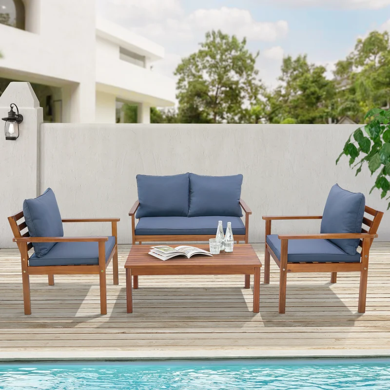 Conjunto de muebles de jardín Brittoli de 4 piezas. Madera de acacia con certificación FSC® [en.casa]