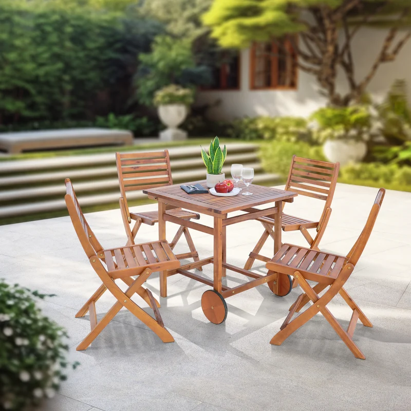 Conjunto de muebles de jardín Ancarano de 5 piezas. Madera de acacia con certificación FSC® [en.casa]
