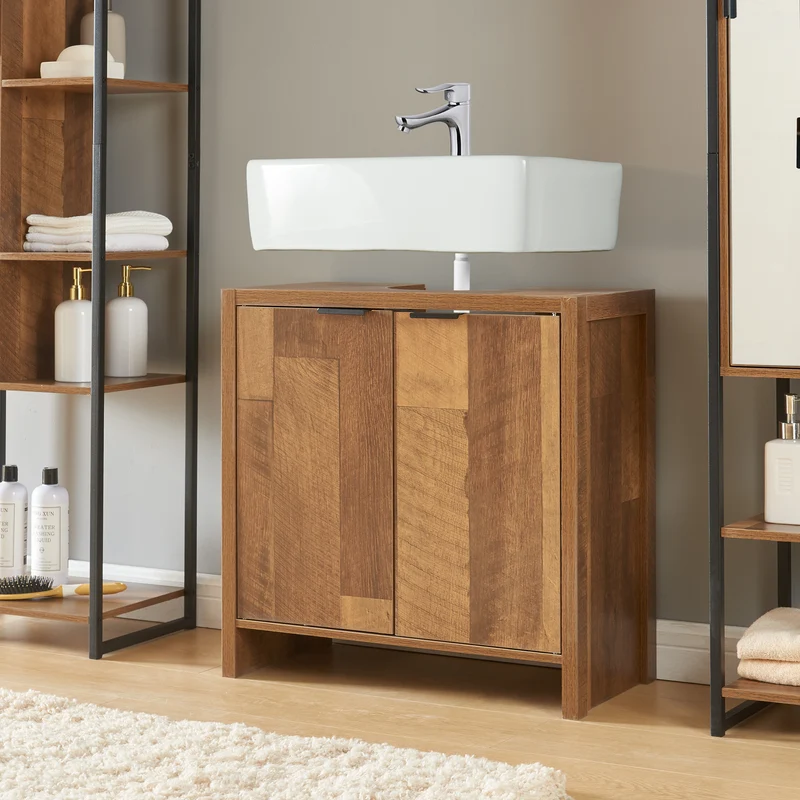 Mueble bajo lavabo Namsskogan 60x60x30cm aspecto nogal [en.casa]