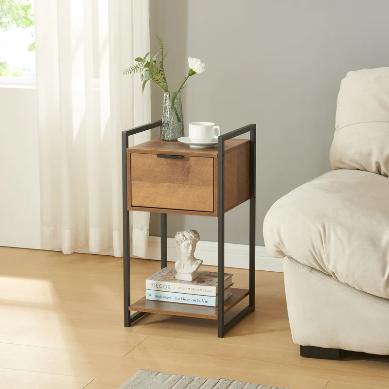 Mesa auxiliar Namsskogan 62x33x32cm aspecto nogal [en.casa]