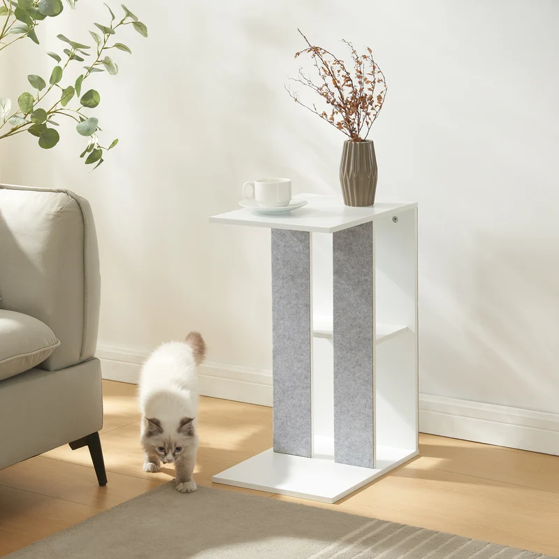 Mesa auxiliar con superficie para rascar Ljungby Blanco [en.casa]