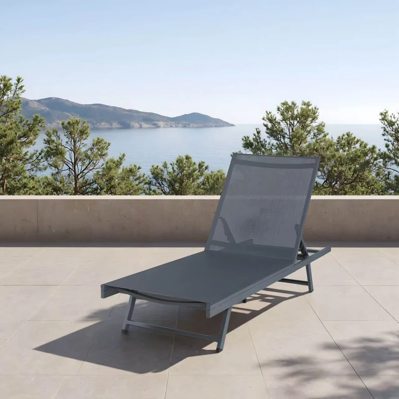 Tumbona Baragiano 197x64x30 cm Gris oscuro [casa.pro]