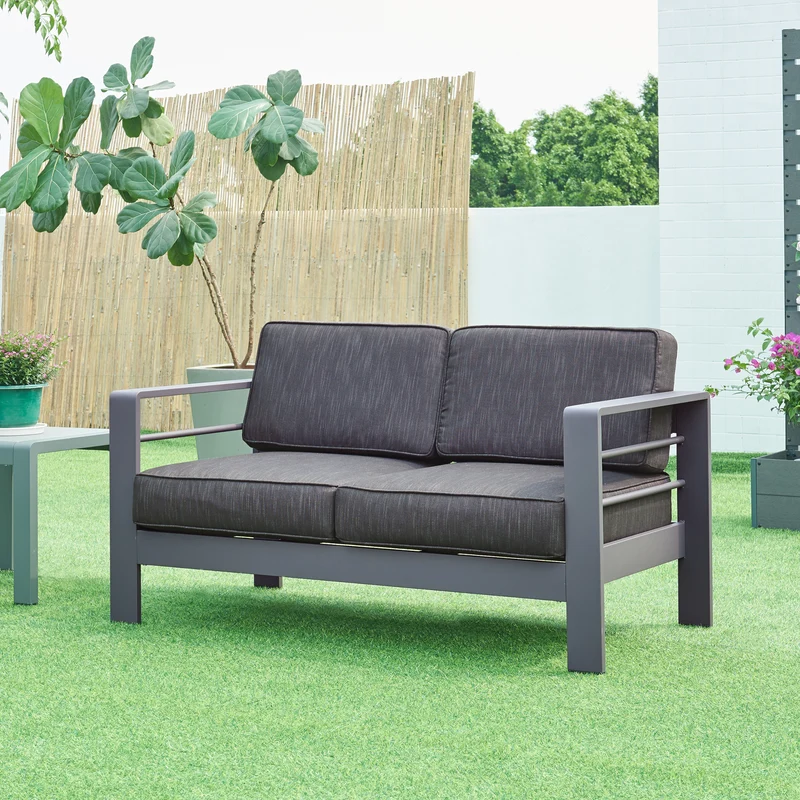 Sofá exterior para 2 personas Avise aluminio gris oscuro [casa.pro]