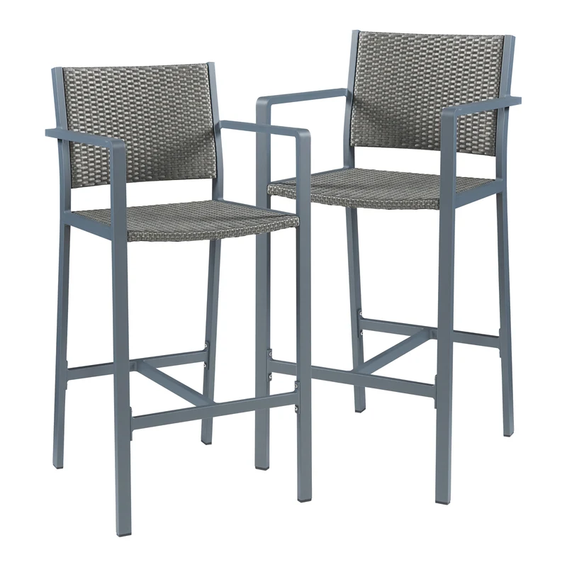 Taburete de bar para exteriores juego de 2 Avise aluminio gris oscuro [casa.pro]