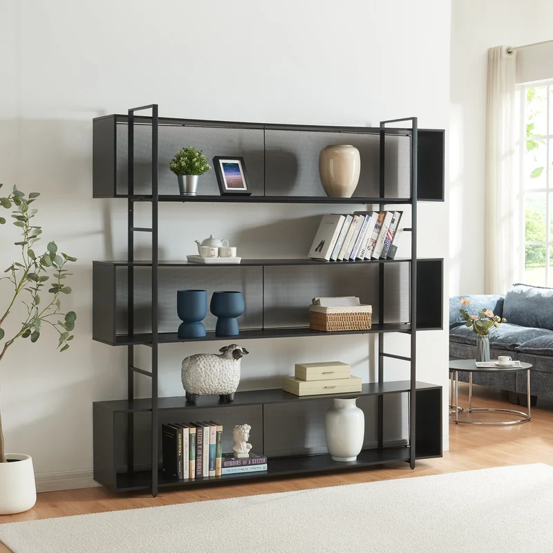 Estantería de pie Randaberg 180x180x33 cm Negro [en.casa]