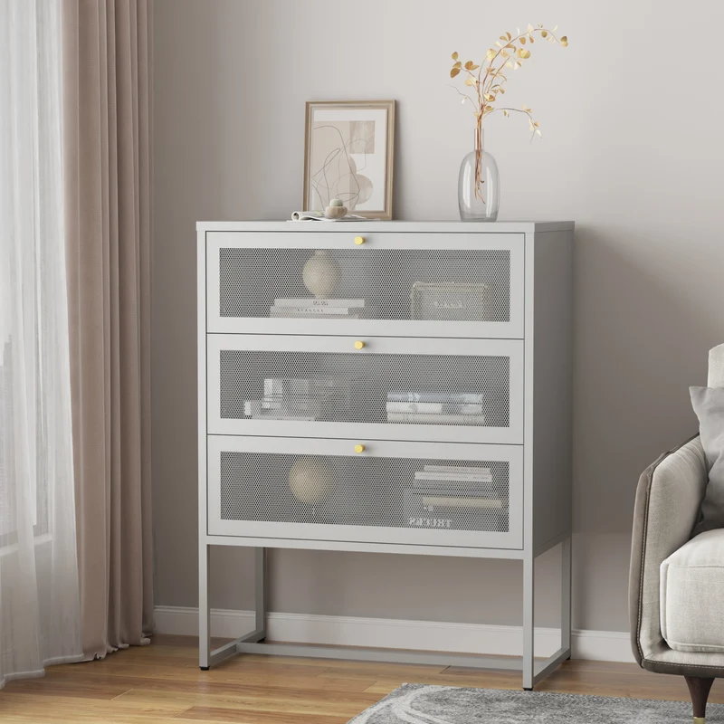 Armario de oficina Sund con 3 cajones 105x80x40 cm Gris [en.casa]