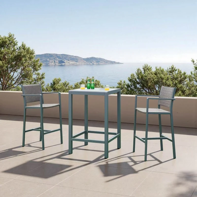 Conjunto de mesa alta Avise 3 piezas aluminio [casa.pro]