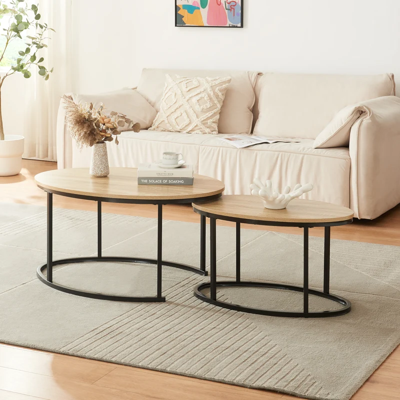 Mesa de comedor Países Bajos juego de 2 negro/roble [en.casa]