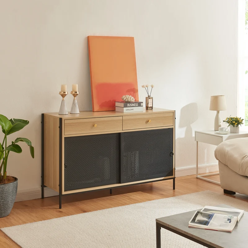 Mueble de televisión Tysnes 120x40x75 cm Roble/Negro [en.casa]