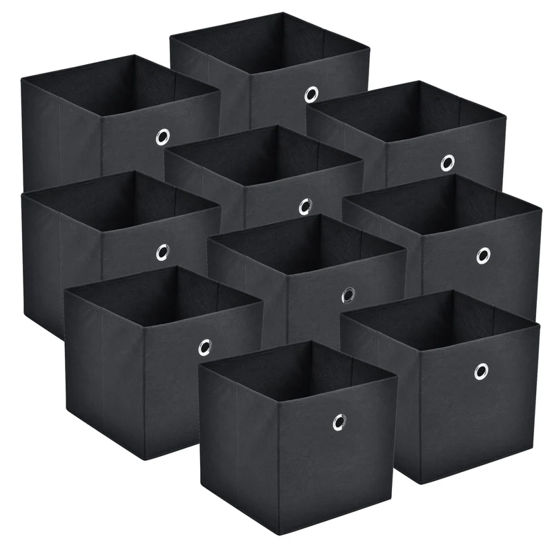 Set de 10 x Caja de almacenamiento plegable para ropa juguetes 28x30x30cm [en.casa]