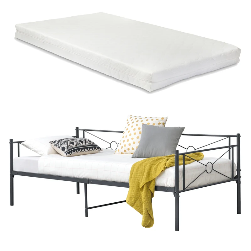 Cama de metal Alvesta 90x200 cm con colchón de espuma fría varios colores en.casa