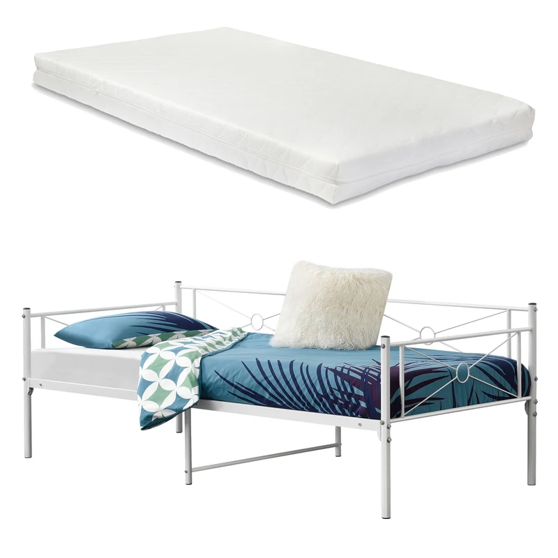 Cama de metal Alvesta 90x200 cm con colchón de espuma fría varios colores en.casa