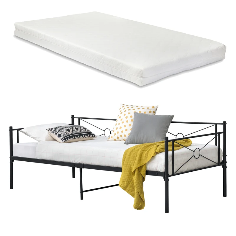 Cama de metal Alvesta 90x200 cm con colchón de espuma fría varios colores en.casa