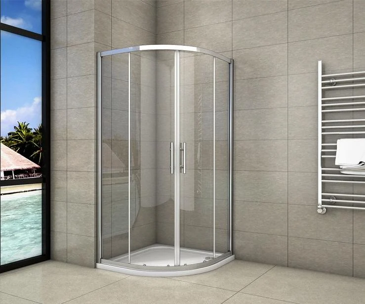 MAMPARA CORREDERA DE CABINA ESQUINA ANGULAR CRISTAL TEMPLADO TRASPARENTE 5MM