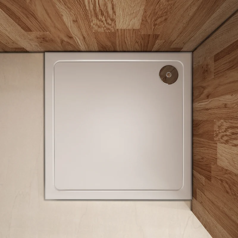Plato de ducha Resina Blanco, Extraplano, Cuadrado 90x90cm