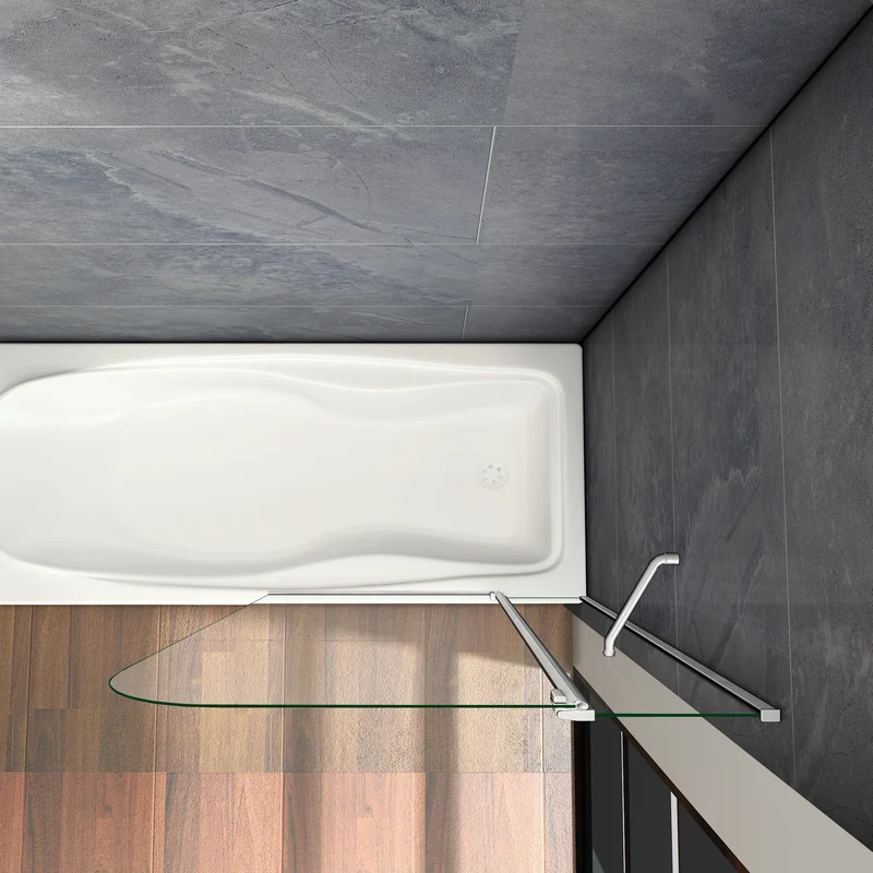 Mampara de Bañera Abatible Giratorio 4mm Perfil Gris Mate - 1 Hoja Fija + Abatible