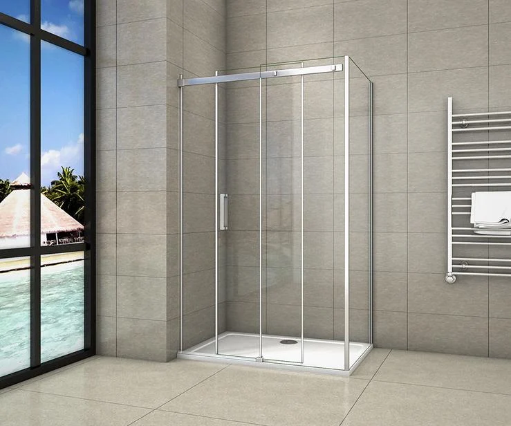 Mampara de ducha frontal con un panel lateral , mampara de 8 mm Easy Clean Cristal templado