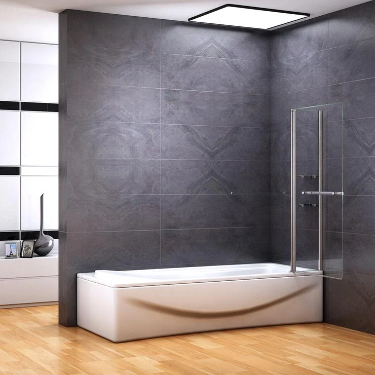 100x140cm Accesorio para bañera de, partición de ducha giratoria de pared de ducha de pared plegable de 2 partes