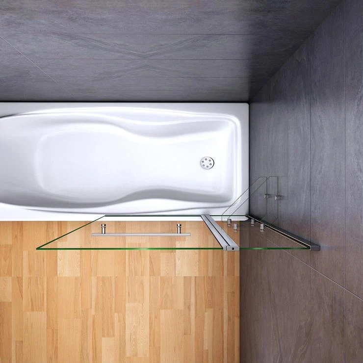 100x140cm Accesorio para bañera de, partición de ducha giratoria de pared de ducha de pared plegable de 2 partes