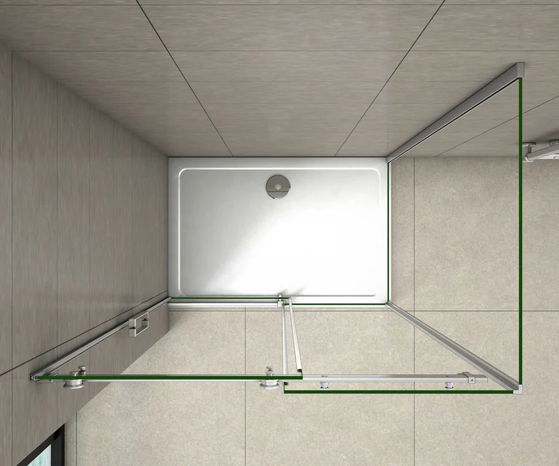 Cabina de ducha, fontal + panel lateral, mampara de 8 mm con tratamiento antical cristal templado