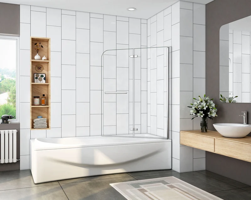 Mampara de Bañera Plegable con Bisagra Cristal Antical 6mm