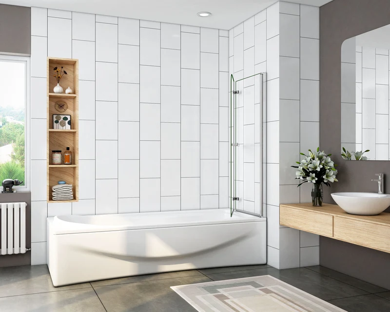 Mampara de Bañera Plegable con Bisagra Cristal Antical 6mm