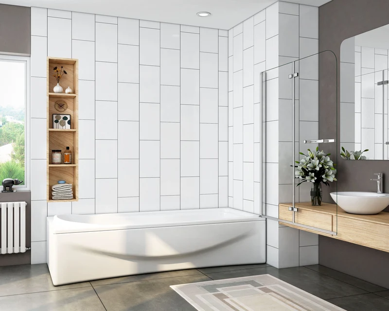 Mampara de Bañera Plegable con Bisagra Cristal Antical 6mm