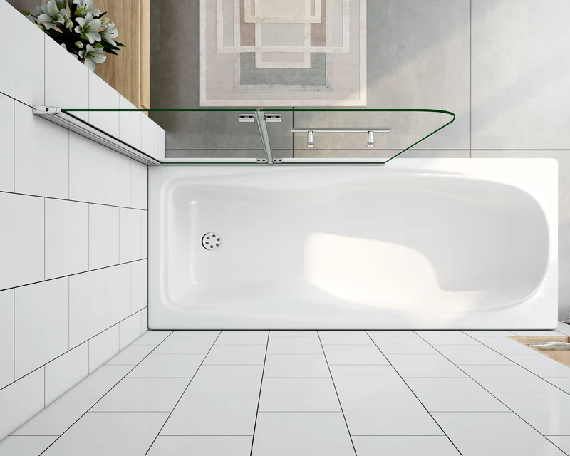 Mampara de Bañera Plegable con Bisagra Cristal Antical 6mm
