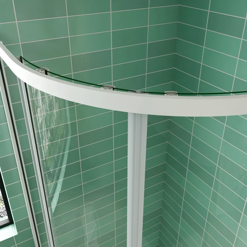 Mamparas Cabina de ducha Semicircular con Puerta Corrediza de 8 ruedas vidrio templado 5mm