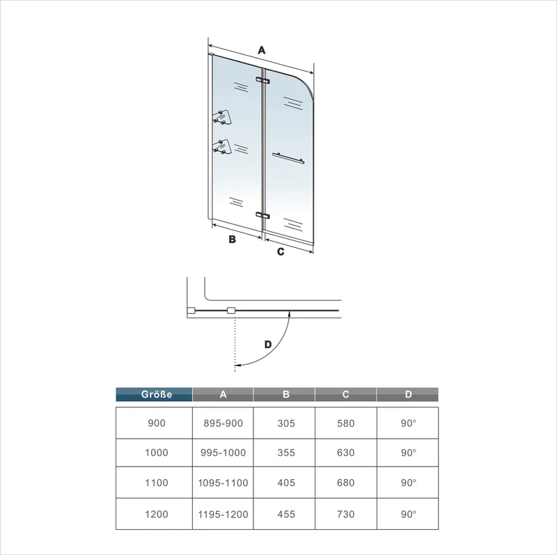 Mamparas Baño Pantalla para Bañera de vidrio templado 5 mm