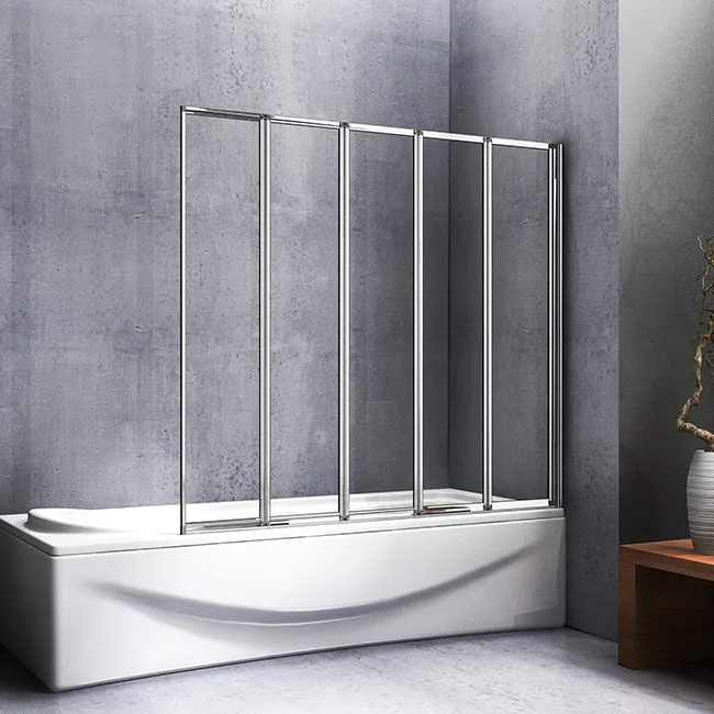 Mamparas Pantalla cristal de Bañera Tina Biombo vidrio templado 4mm 5 veces Plegable 120x140cm