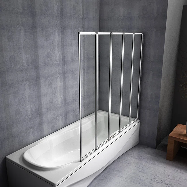 Mamparas Pantalla cristal de Bañera Tina Biombo vidrio templado 4mm 5 veces Plegable 120x140cm