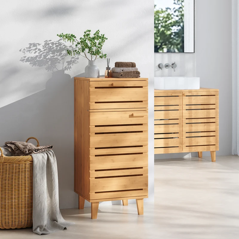 Armario de baño Epind 75x33x30 cm Bambú Natural [en.casa]