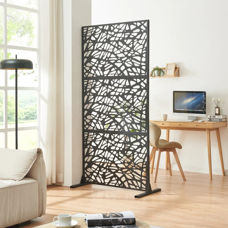 Tabique interior Poskind acero 200x100x50 cm negro [casa.pro]