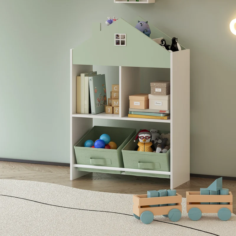Estantería para niños Vipsali 90x60x27 cm Verde menta/Blanco [en.casa]