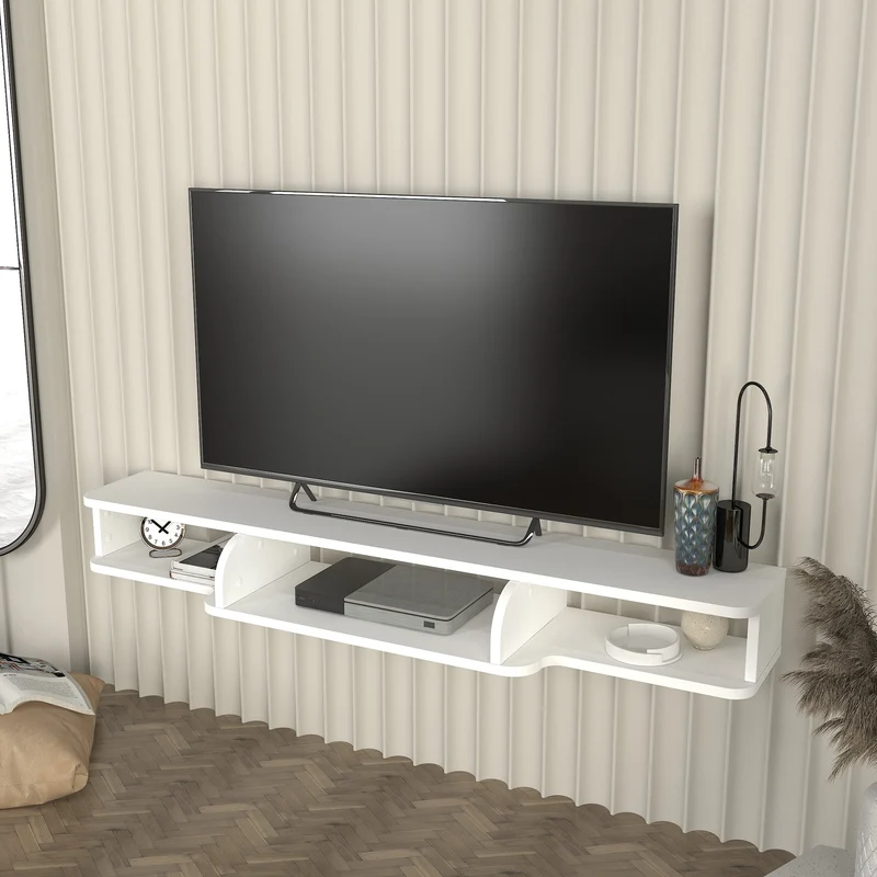 Mueble bajo para TV colgante Aar 135x30x16 cm Blanco [en.casa]