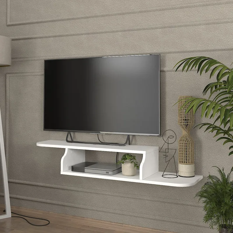 Mueble bajo de TV colgante Kershaby 120x30x19 cm Blanco [en.casa]