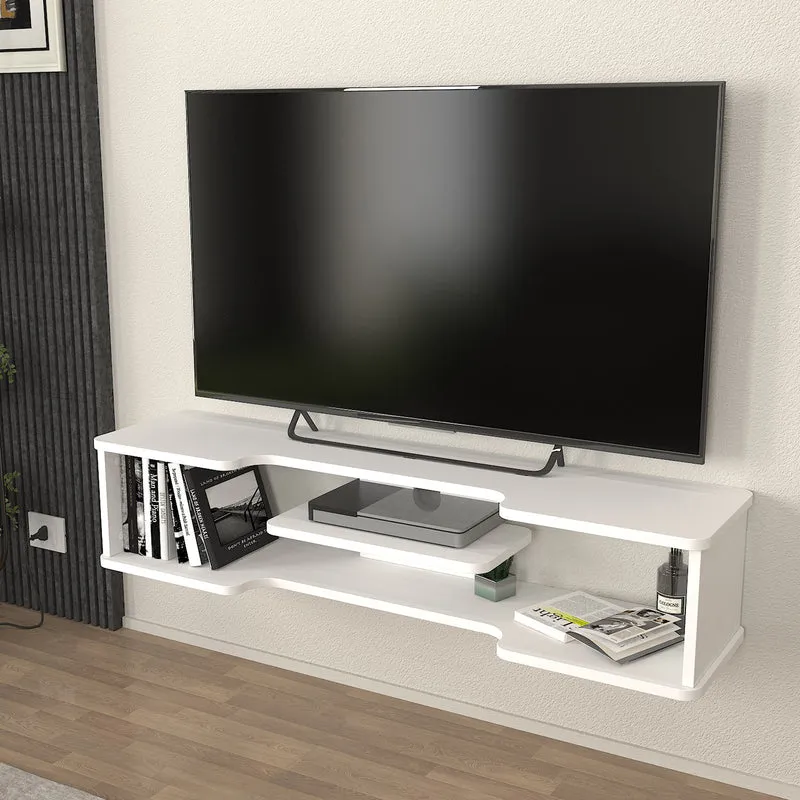 Mueble bajo de TV colgante Yrela 120x30x26 cm Blanco [en.casa]