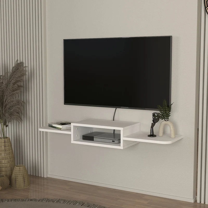 Mueble bajo de TV colgante Tar 115x30x16 cm Blanco [en.casa]